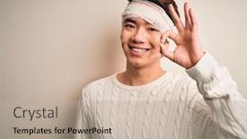  Presentation with accident - Theme with young-handsome-chinese-man-injured background and a mint green colored foreground