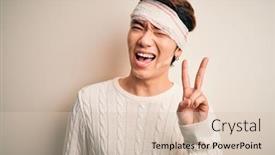  Presentation with accident - Cool new PPT theme with young-handsome-chinese-man-injured backdrop and a lemonade colored foreground