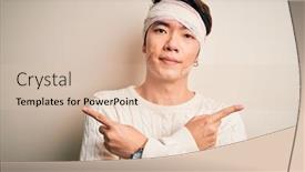  Presentation with accident - Slide set consisting of young-handsome-chinese-man-injured background and a lemonade colored foreground