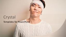  Presentation with accident - PPT theme consisting of young-handsome-chinese-man-injured background and a lemonade colored foreground