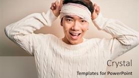  Presentation with accident - Audience pleasing slide deck consisting of young-handsome-chinese-man-injured backdrop and a lemonade colored foreground