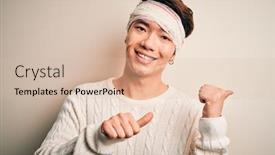  Presentation with accident - Slide set consisting of young-handsome-chinese-man-injured background and a lemonade colored foreground