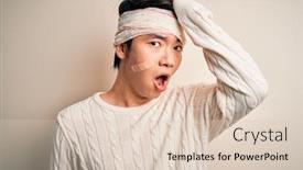  Presentation with accident - Audience pleasing PPT layouts consisting of young-handsome-chinese-man-injured backdrop and a lemonade colored foreground