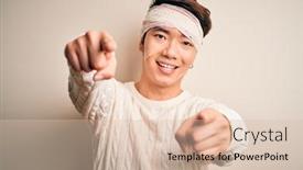  Presentation with accident - Amazing PPT theme having young-handsome-chinese-man-injured backdrop and a lemonade colored foreground