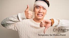  Presentation with accident - Cool new PPT theme with young-handsome-chinese-man-injured backdrop and a soft green colored foreground