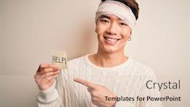  Presentation with accident - Slide set having young-handsome-chinese-man-injured background and a lemonade colored foreground
