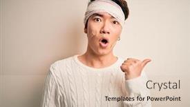  Presentation with accident - Amazing presentation theme having young-handsome-chinese-man-injured backdrop and a lemonade colored foreground