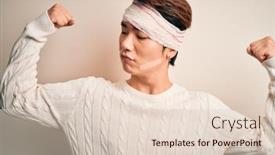  Presentation with accident - Colorful PPT theme enhanced with young-handsome-chinese-man-injured backdrop and a lemonade colored foreground