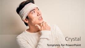  Presentation with accident - Theme consisting of young-handsome-chinese-man-injured background and a lemonade colored foreground