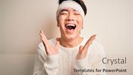  Presentation with accident - Beautiful PPT theme featuring young-handsome-chinese-man-injured backdrop and a lemonade colored foreground