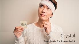  Presentation with accident - Slides with young-handsome-chinese-man-injured background and a lemonade colored foreground