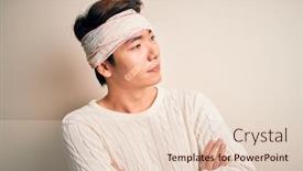  Presentation with accident - PPT theme consisting of young-handsome-chinese-man-injured background and a lemonade colored foreground