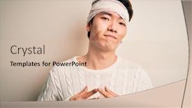  Presentation with accident - Amazing PPT theme having young-handsome-chinese-man-injured backdrop and a lemonade colored foreground