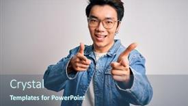  Presentation with chinese - Audience pleasing PPT theme consisting of young-handsome-chinese-man-wearing backdrop and a ocean colored foreground