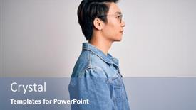  Presentation with chinese - Cool new PPT theme with young-handsome-chinese-man-wearing backdrop and a teal colored foreground