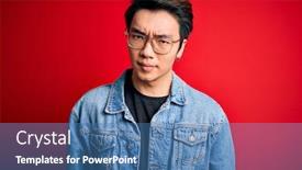  Presentation with chinese chinese - Colorful slide deck enhanced with young-handsome-chinese-man-wearing backdrop and a teal colored foreground