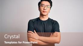  Presentation with black man - Presentation design featuring young-handsome-chinese-man-wearing background and a coral colored foreground