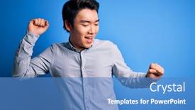 Presentation with blue music - Amazing PPT theme having young-handsome-chinese-man-wearing backdrop and a teal colored foreground