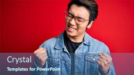  Presentation with denim - Presentation theme consisting of young-handsome-chinese-man-wearing background and a ocean colored foreground