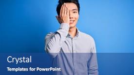  Presentation with chinese - Slide deck having young-handsome-chinese-man-wearing background and a ocean colored foreground