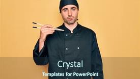  Presentation with chopsticks - Beautiful presentation featuring young-handsome-cooker-man backdrop and a tawny brown colored foreground