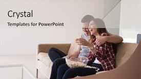  Presentation with television watching - Cool new PPT theme with young handsome couple enjoying free backdrop and a  colored foreground