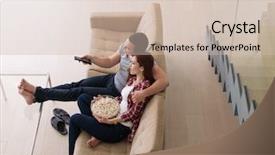  Presentation with television watching - Amazing presentation theme having young handsome couple enjoying free backdrop and a  colored foreground