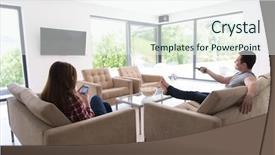  Presentation with television watching - Slides featuring young handsome couple enjoying free background and a sky blue colored foreground