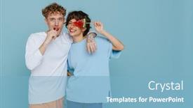  Presentation with eating - Presentation with young-handsome-curly-guy-eating background and a light blue colored foreground