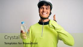  Presentation with cyclist - Beautiful PPT theme featuring young-handsome-cyclist-man-wearing backdrop and a yellow colored foreground