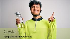  Presentation with cyclist - Presentation theme consisting of young-handsome-cyclist-man-wearing background and a yellow colored foreground