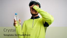 Presentation with triathlon professional cyclist man cycling - Colorful presentation design enhanced with young-handsome-cyclist-man-wearing backdrop and a yellow colored foreground