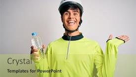  Presentation with triathlon professional cyclist man cycling - Slide set featuring young-handsome-cyclist-man-wearing background and a yellow colored foreground