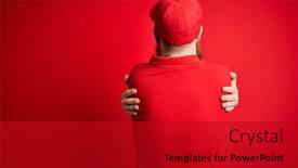  Presentation with self love - Slide deck having young-handsome-delivery-man-wearing background and a crimson colored foreground