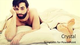  Presentation with depressed - Presentation theme having young handsome depressed man background and a soft green colored foreground