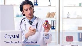  Presentation with cardiologist - Slide set enhanced with young handsome doctor cardiologist background and a lemonade colored foreground