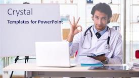  Presentation with whiteboard - Cool new theme with young-handsome-doctor-in-front backdrop and a sky blue colored foreground