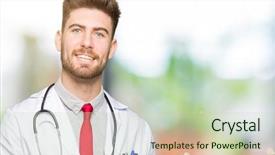  Presentation with young man wearing a hat - Amazing PPT layouts having young handsome doctor man wearing backdrop and a soft green colored foreground