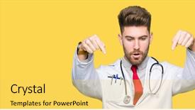  Presentation with doctor - Audience pleasing PPT layouts consisting of young handsome doctor man wearing backdrop and a  colored foreground