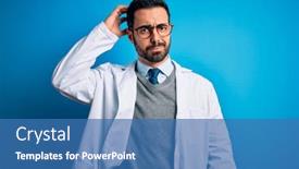  Presentation with beard - Colorful presentation theme enhanced with young-handsome-doctor-man backdrop and a teal colored foreground