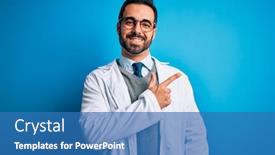  Presentation with beard - Slide set having young-handsome-doctor-man background and a teal colored foreground