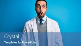  Presentation with beard - Audience pleasing PPT theme consisting of young-handsome-doctor-man backdrop and a ocean colored foreground