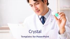  Presentation with working - PPT theme featuring young handsome doctor oculist working background and a  colored foreground