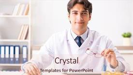  Presentation with working - Cool new PPT layouts with young handsome doctor oculist working backdrop and a  colored foreground