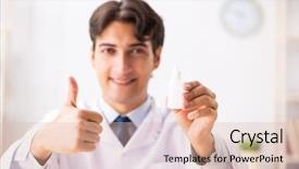  Presentation with working - Colorful PPT theme enhanced with young handsome doctor oculist working backdrop and a  colored foreground