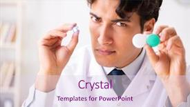  Presentation with working in a clinic - Colorful theme enhanced with young handsome doctor oculist working backdrop and a  colored foreground