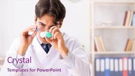  Presentation with working - Theme consisting of young handsome doctor oculist working background and a sky blue colored foreground