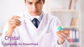  Presentation with working in a clinic - Beautiful PPT theme featuring young handsome doctor oculist working backdrop and a  colored foreground