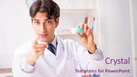  Presentation with working in a clinic - Beautiful presentation theme featuring young handsome doctor oculist working backdrop and a  colored foreground