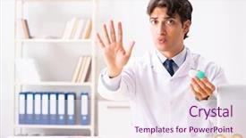  Presentation with young students working in groups - Colorful presentation theme enhanced with young handsome doctor oculist working backdrop and a  colored foreground